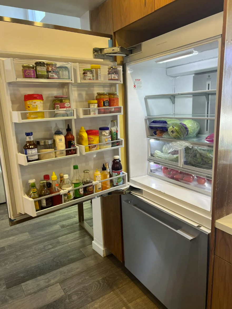 French door refrigerator with organized interior